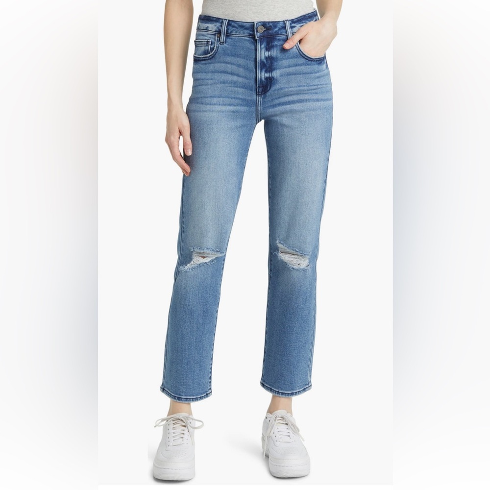 Hidden Jeans Medium Wash Stretch Distressed Straight Jeans NWT - Picture 2 of 11